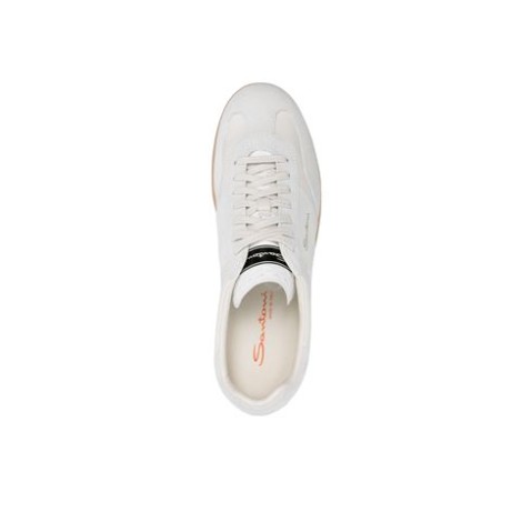 Sneakers DBS OLYMPIC, di Santoni, da uomo, colore bianco. Realizzata in pelle, grana liscia. Pannelli in pelle scamosciata, dettagli ricamati sulla linguetta, dettaglio traforato e linguetta con logo. Logo sul tallone, punta tonda e chiusura frontale