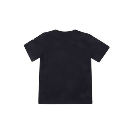 T-shirt di Moncler Kids, colore blu. Modello girocollo e maniche corte. Scritta logo a contrasto. 