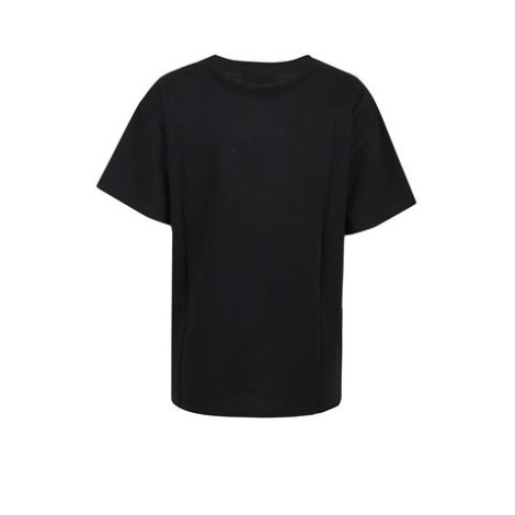 T-shirt di Ermanno Firenze, da donna, colore nero. Modello girocollo e maniche corte. Tinta unita con inserti in pizzo a contrasto. Vestibilità regolare. 