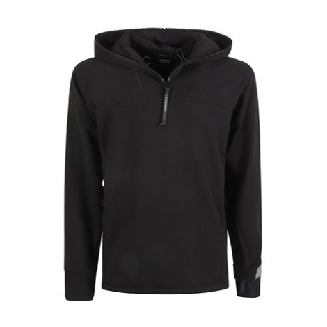 Felpa CP COMPANY Metropolis colore nero  in cotone elasticizzato con mezza zip e cappuccio. 