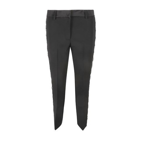 Pantalone di Ermanno, da donna, colore nero. Modello a sigaretta, tinta unita e pizzo lato. 