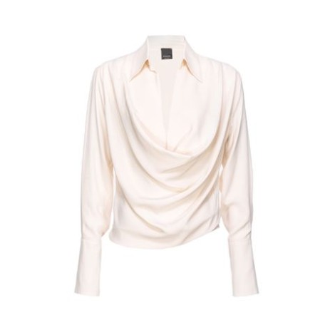 Blusa Bonadea drappeggiata misto seta PinkoBlusa fluida dal volume drappeggiato in crêpe de Chine di misto seta. Colletto a camicia con scollo a V, maniche lunghe con polsino alto al fondo, chiuso con piccoli bottoni in metallo.  