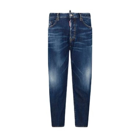 Pantalone 5 tasche in denim stretch , lavaggio used con usure localizzate , cinturino chiuso con bottoni , etichetta logata cucita sulla patta  , vestibilità regular.  