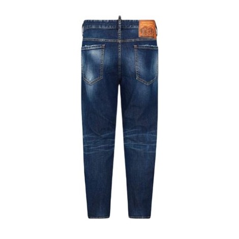 Pantalone 5 tasche in denim stretch , lavaggio used con usure localizzate , cinturino chiuso con bottoni , etichetta logata cucita sulla patta  , vestibilità regular.  