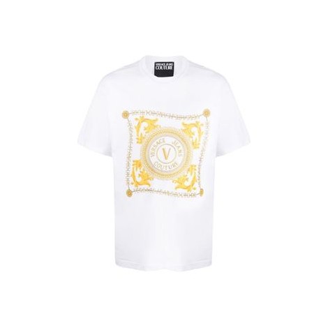 T-shirt di Versace da uomo, colore bianco. Modello girocollo e maniche corte. Stampa foulard. 