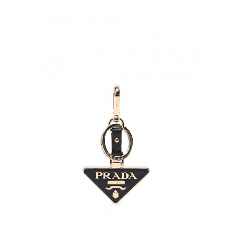 Prada Saffiano Leather And Metal Keychain