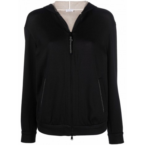 Brunello Cucinelli Hooded Sweatshirt With `Precious` Zipper Pull