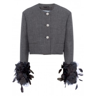 Prada Cropped Jacket With Feather