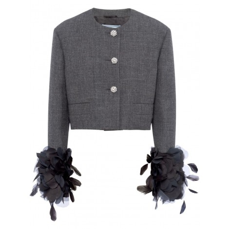 Prada Cropped Jacket With Feather