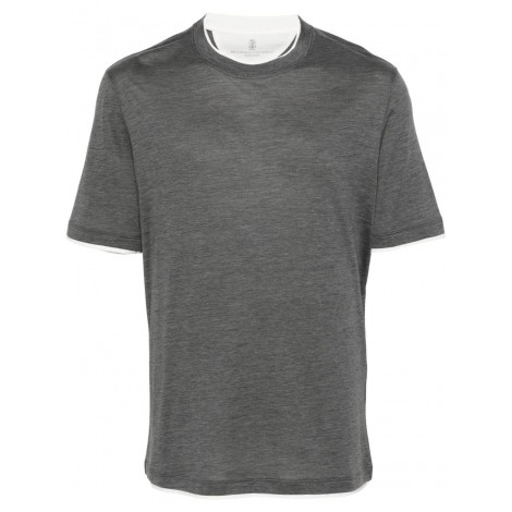 Brunello Cucinelli Crew Neck T-Shirt With Faux-Layering