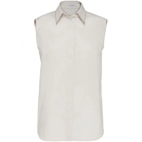 Brunello Cucinelli Sleeveless Shirt With `Shiny` Trim