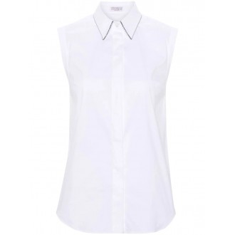 Brunello Cucinelli Sleeveless Shirt With `Shiny` Trim