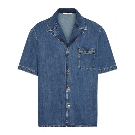 Valentino Garavani `V Detail` Denim Shirt