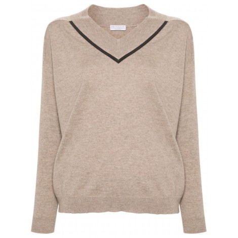 Brunello Cucinelli Long Sleeve V-Neck Sweater