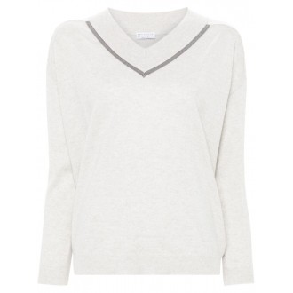 Brunello Cucinelli Long Sleeve V-Neck Sweater