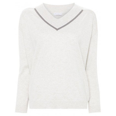 Brunello Cucinelli Long Sleeve V-Neck Sweater