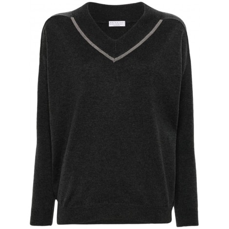 Brunello Cucinelli Long Sleeve V-Neck Sweater