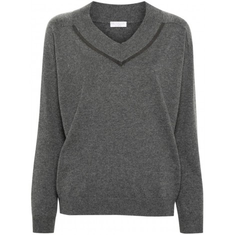 Brunello Cucinelli Long Sleeve V-Neck Sweater