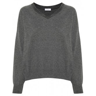 Brunello Cucinelli Long Sleeve V-Neck Sweater