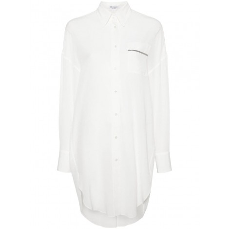 Brunello Cucinelli Long Shirt With Shiny Pocket Detail