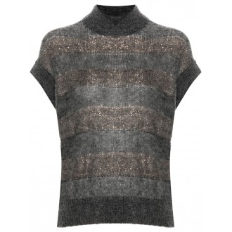 Brunello Cucinelli Short Sleeve Turtle-Neck Sweater