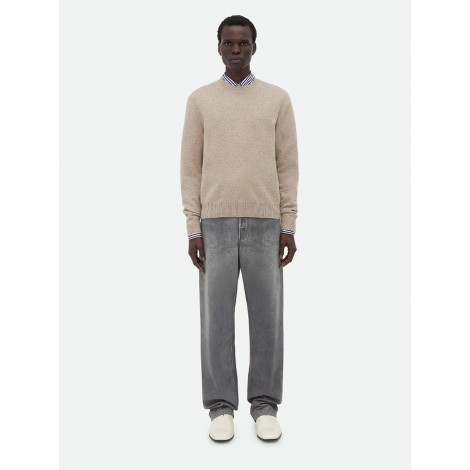 Bottega Veneta `Cashmere Jumper With Intrecciato Leather Patches`