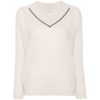 Brunello Cucinelli Long Sleeve V-Neck Sweater