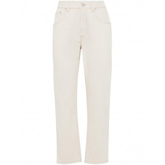 Brunello Cucinelli Denim Straight Pants With Shiny Bartack