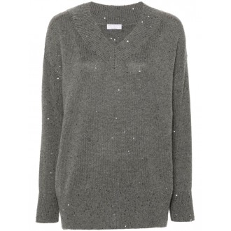 Brunello Cucinelli Long Sleeve V-Neck Sweater