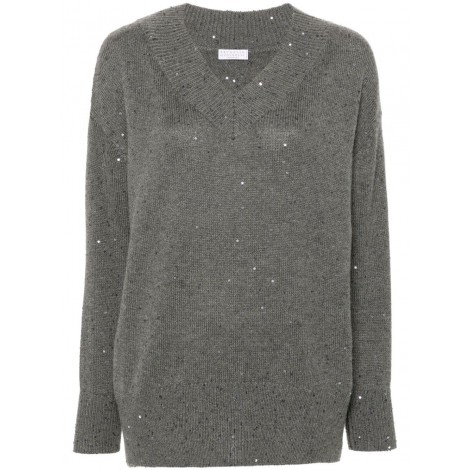 Brunello Cucinelli Long Sleeve V-Neck Sweater