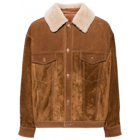 Golden Goose `Journey` Leather Jacket With Corduroy Aspect Details