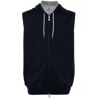 Brunello Cucinelli Sleeveless Sweatshirt With Zipper And Hood