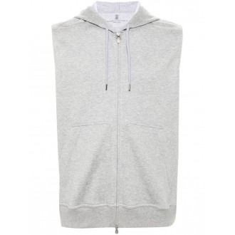 Brunello Cucinelli Sleeveless Sweatshirt With Zipper And Hood