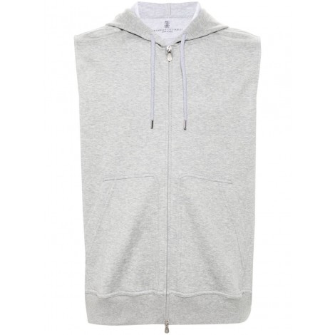 Brunello Cucinelli Sleeveless Sweatshirt With Zipper And Hood