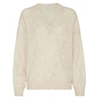 Brunello Cucinelli Sweater With Dazzling Argyle Embroidery