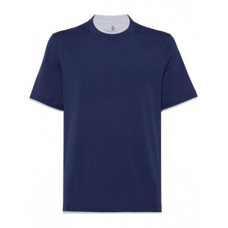 Brunello Cucinelli Crew Neck T-Shirt With Faux-Layering