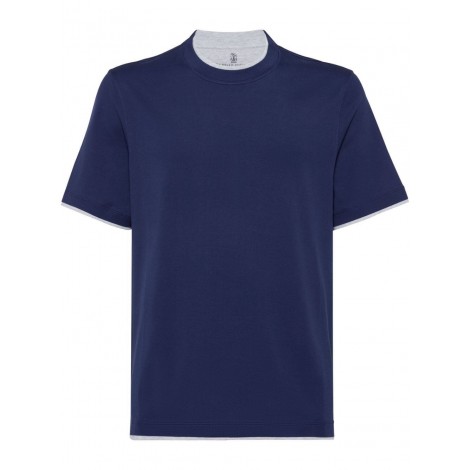 Brunello Cucinelli Crew Neck T-Shirt With Faux-Layering