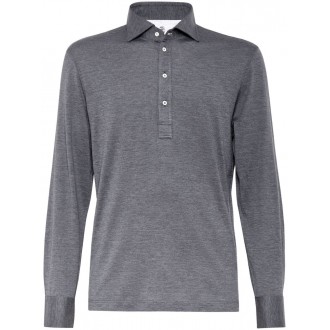 Brunello Cucinelli Long Sleeve Polo With Shirt-Style Collar