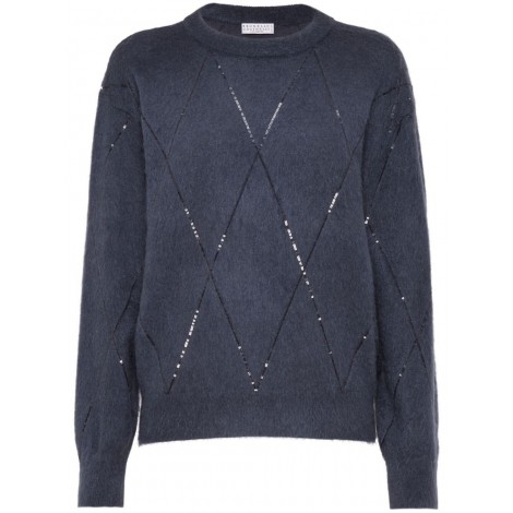 Brunello Cucinelli Sweater With Dazzling Argyle Embroidery