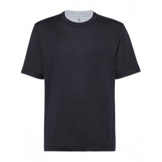 Brunello Cucinelli Crew Neck T-Shirt With Faux-Layering