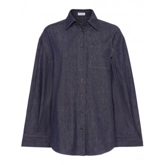 Brunello Cucinelli Denim Shirt With Shiny Tab