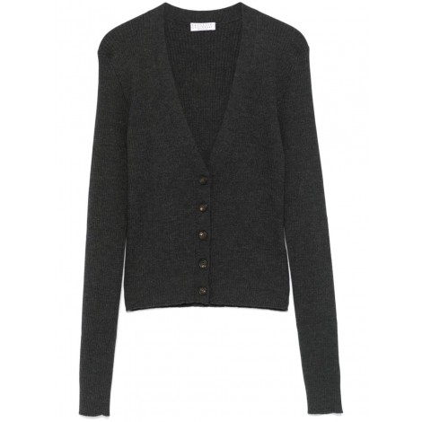 Brunello Cucinelli Rib Knit Cardigan With Monili