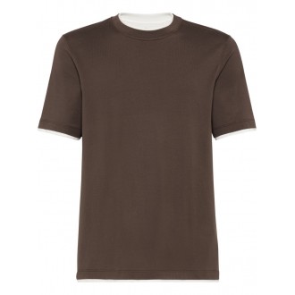 Brunello Cucinelli Crew Neck T-Shirt With Faux-Layering