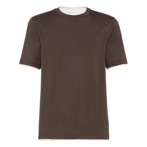 Brunello Cucinelli Crew Neck T-Shirt With Faux-Layering