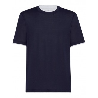 Brunello Cucinelli Crew Neck T-Shirt With Faux-Layering