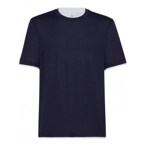 Brunello Cucinelli Crew Neck T-Shirt With Faux-Layering