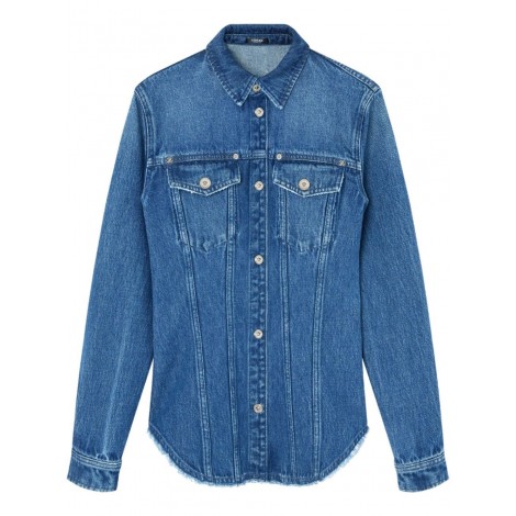 Versace Denim Shirt With Frayed Edges