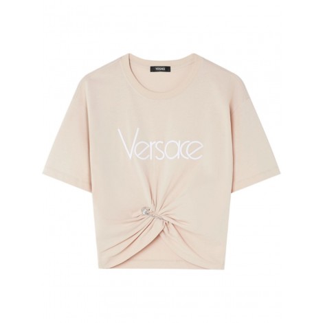 Versace `Versace` Logo Embroidery T-Shirt