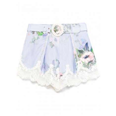 Zimmermann `Everley` Lace Trim Tuck Shorts