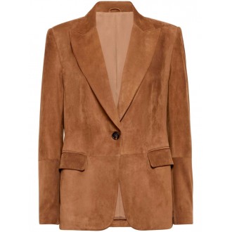 Brunello Cucinelli Leather Blazer With Monili